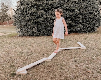 Made in USA, Montessori Inspired Kids Wooden Balance Beam Set