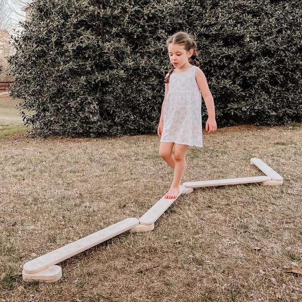 Made in USA, Montessori Inspired Kids Wooden Balance Beam Set