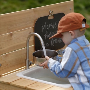 Mud Kitchen & Water Table Combo Handcrafted in USA Outdoor Sensory Activity Set image 7