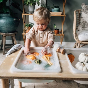 Made in USA Sensory Table with Flisat Bins and Lids, Activity Table, Indoor Water Table