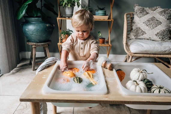 Made in USA Sensory Table with Flisat Bins, Activity Table, Indoor Water Table