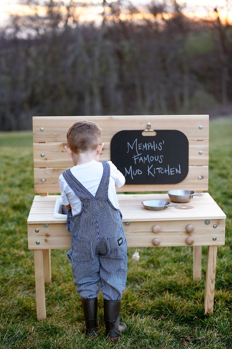 Mud Kitchen & Water Table Combo Handcrafted in USA Outdoor Sensory Activity Set image 10