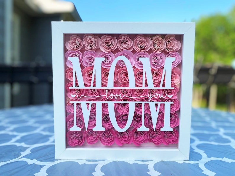 OMBRE Paper Flower Shadow Box 8x8 Custom Text Available - Etsy