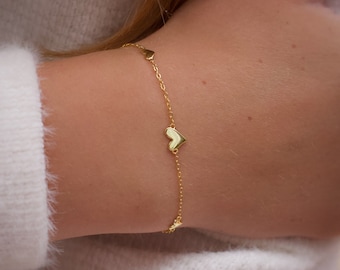 Dainty Three Hearts Bracelet | Delicate Gold Heart Bracelet | Gift For Her | Made From 925 Sterling Silver