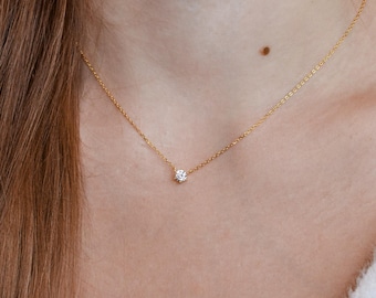 Dainty Sparkling CZ Necklace | Dainty Gold Necklace | Gold Minimalist Necklace | Made From 925 Sterling Silver