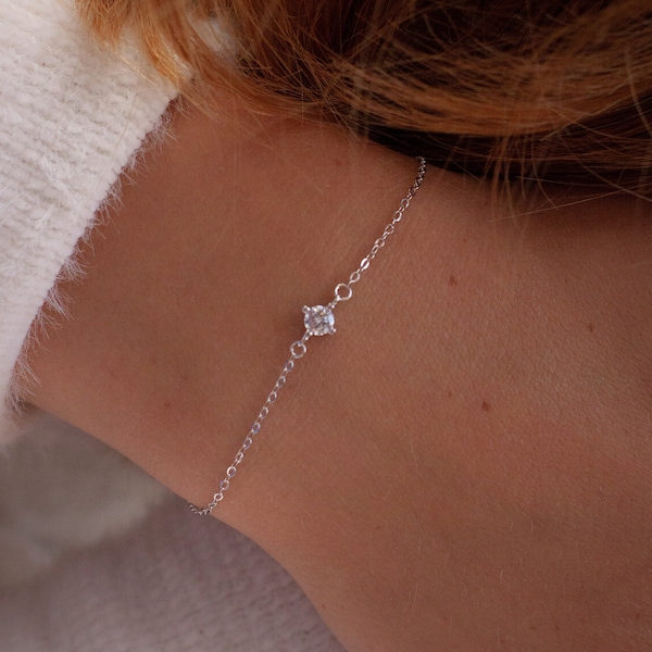 Dainty Sparkling CZ Bracelet | Dainty Silver Bracelet | Silver Minimalist Bracelet | Made From 925 Sterling Silver