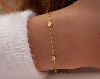 Dainty Tiny Heart Bracelet | Delicate Gold Heart Bracelet | Gift For Her | Made From 925 Sterling Silver