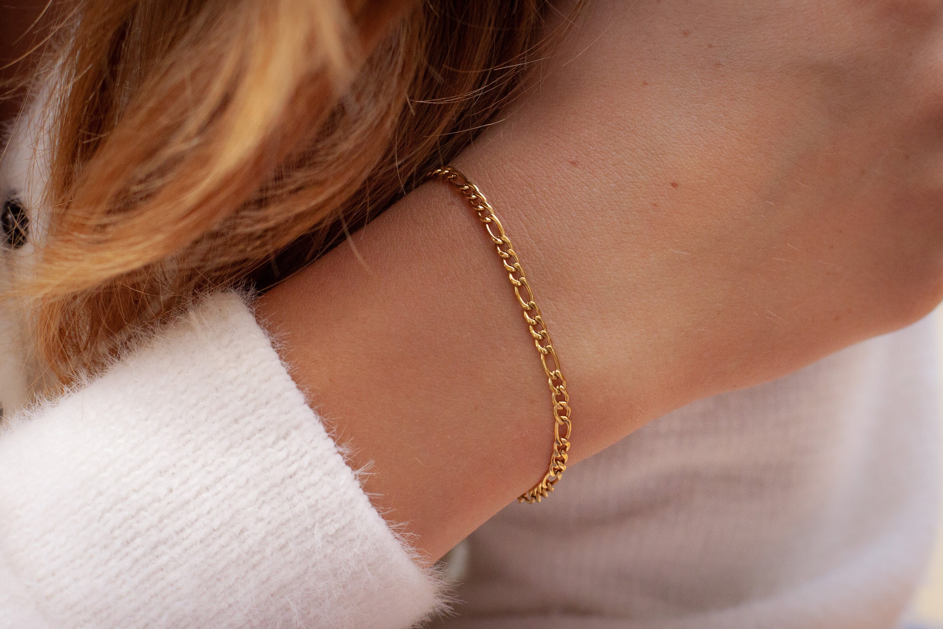 18K Gold Chain Bracelet | Figaro Chain Bracelet | 18K Gold Plated