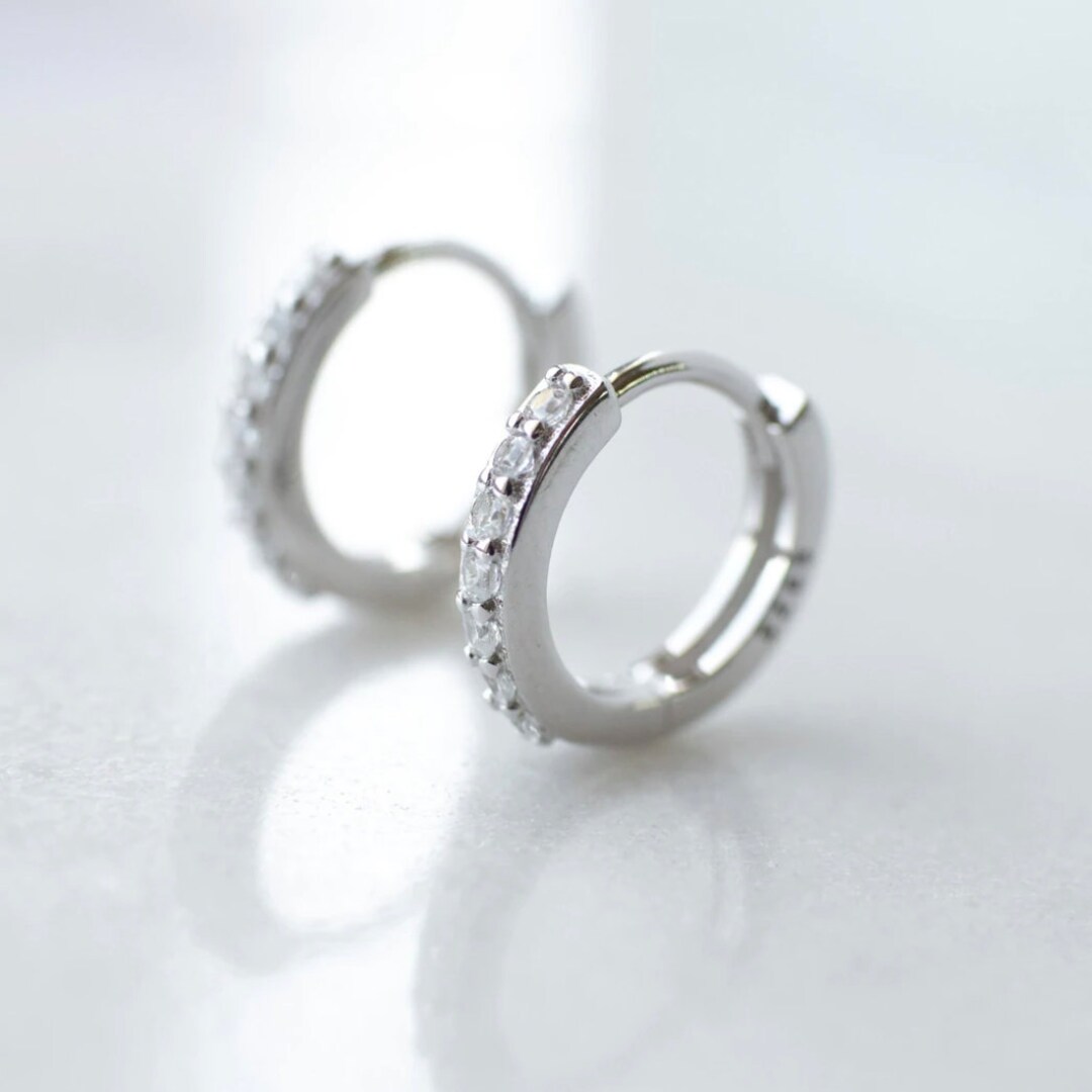 Sterling Silver Huggie Hoop Earrings Silver Hoop Earrings Dainty Hoop ...