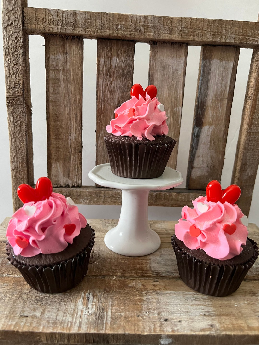 3 Faux Valentines Day Whipped Cupcake. Fake Cupcake Home Etsy