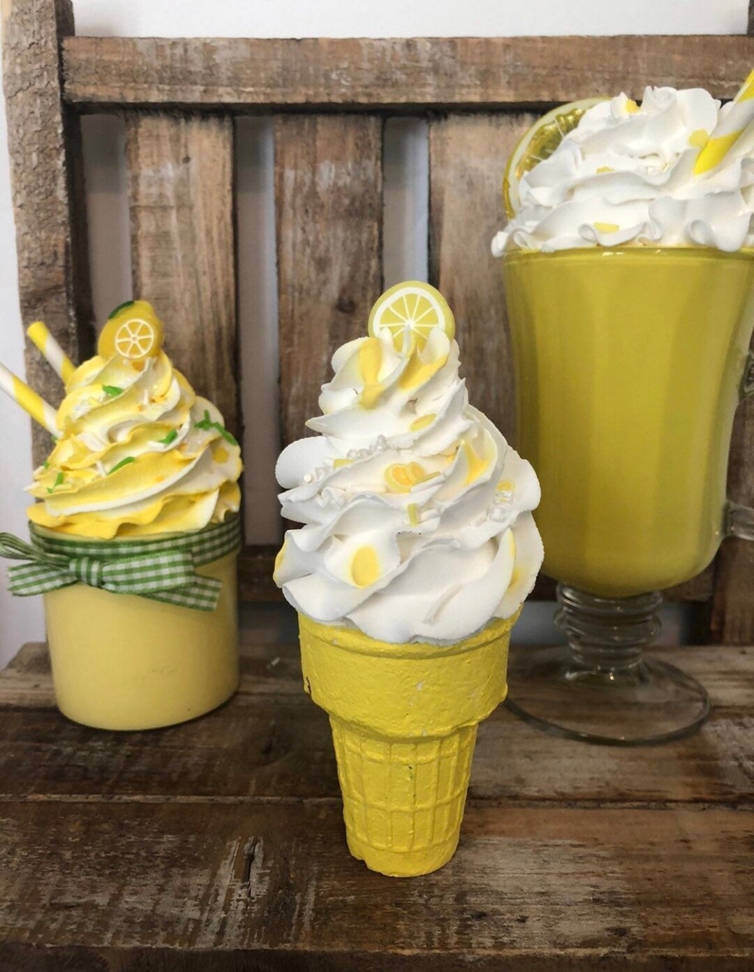 Faux Lemon Soft Serve Ice Cream Cone Fake Food. Photo Prop. Etsy