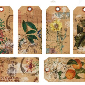 Étiquettes en papier kraft décorées pour les journaux (plantes) Téléchargement numérique