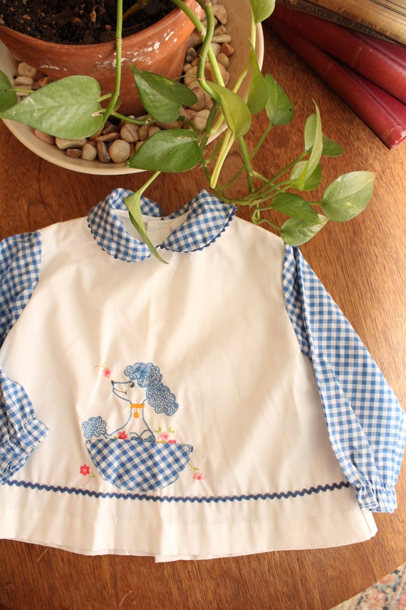 Vintage Gingham Poodle Baby Top Dress, Baby Girl,… - image 3