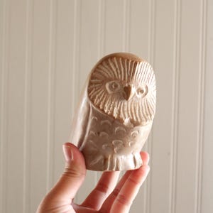 Vintage Hand Carved Soap Stone Owl, 1970s.