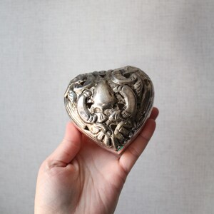 Vintage Silver Plated Jewelry Box, Heart Dish with Lid.