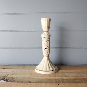 Vintage Spring Flower Ceramic Candlestick, Taper Candle.