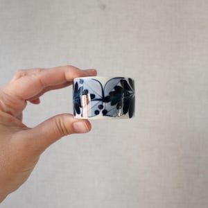 Vintage Hand Painted Blue and White Napkin Ring Set of 2.