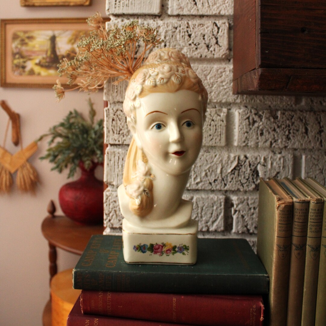 Vintage Lady Head Vase Wall Pocket, Romantic Home Decor, 60s Female