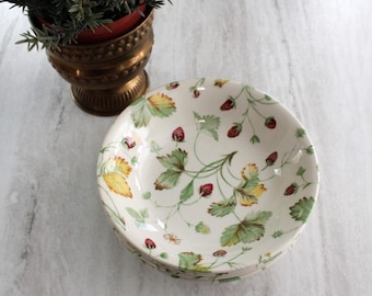 Vintage Alpine Strawberry Coupe Cereal Bowls by Royal Stafford, Set of 4.
