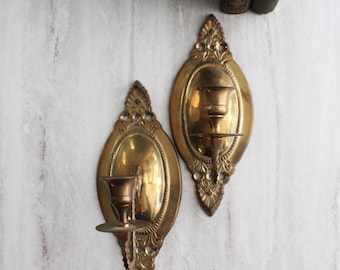 Pair of Vintage Wall Sconces, Taper Candlestick Holders.