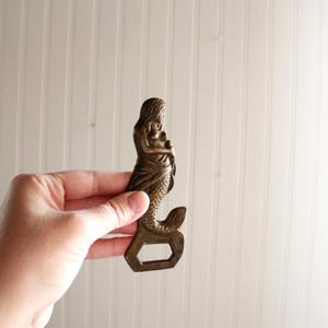 Vintage Brass Mermaid Bottle Opener, Solid Brass, Made in India.