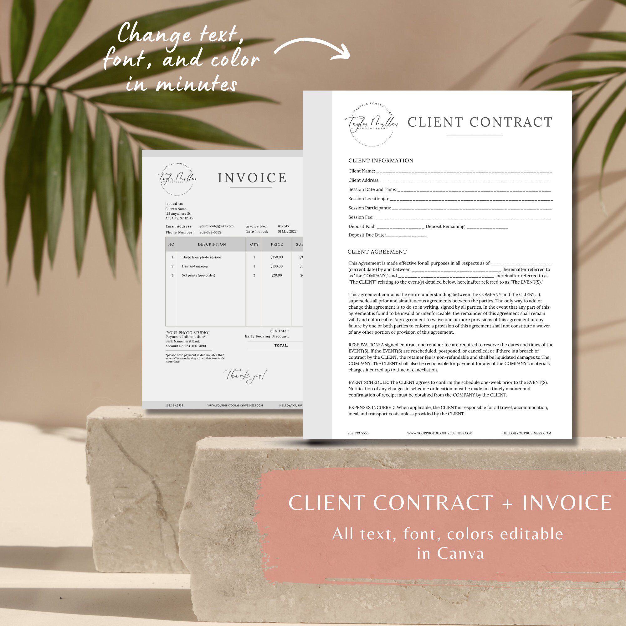 Contract Templateinvoice Templateform Templatecanva - Etsy