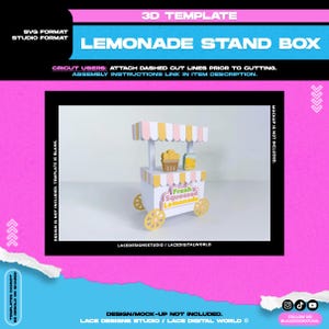 3D Lemonade Stand SVG, 3D Lemonade Cart, Dessert Cart 3D, Lemonade Stand, Ice Cream Cart, Bakery Cart SVG, Lemonade Party, Summer Party SVG