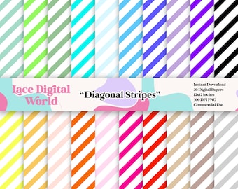 Stripes, Paper, Striped Digital Papers, Primary Colors, Striped Papers, 12x12 Papers, Instant Download, Scrapbook Paper, Digital Paper