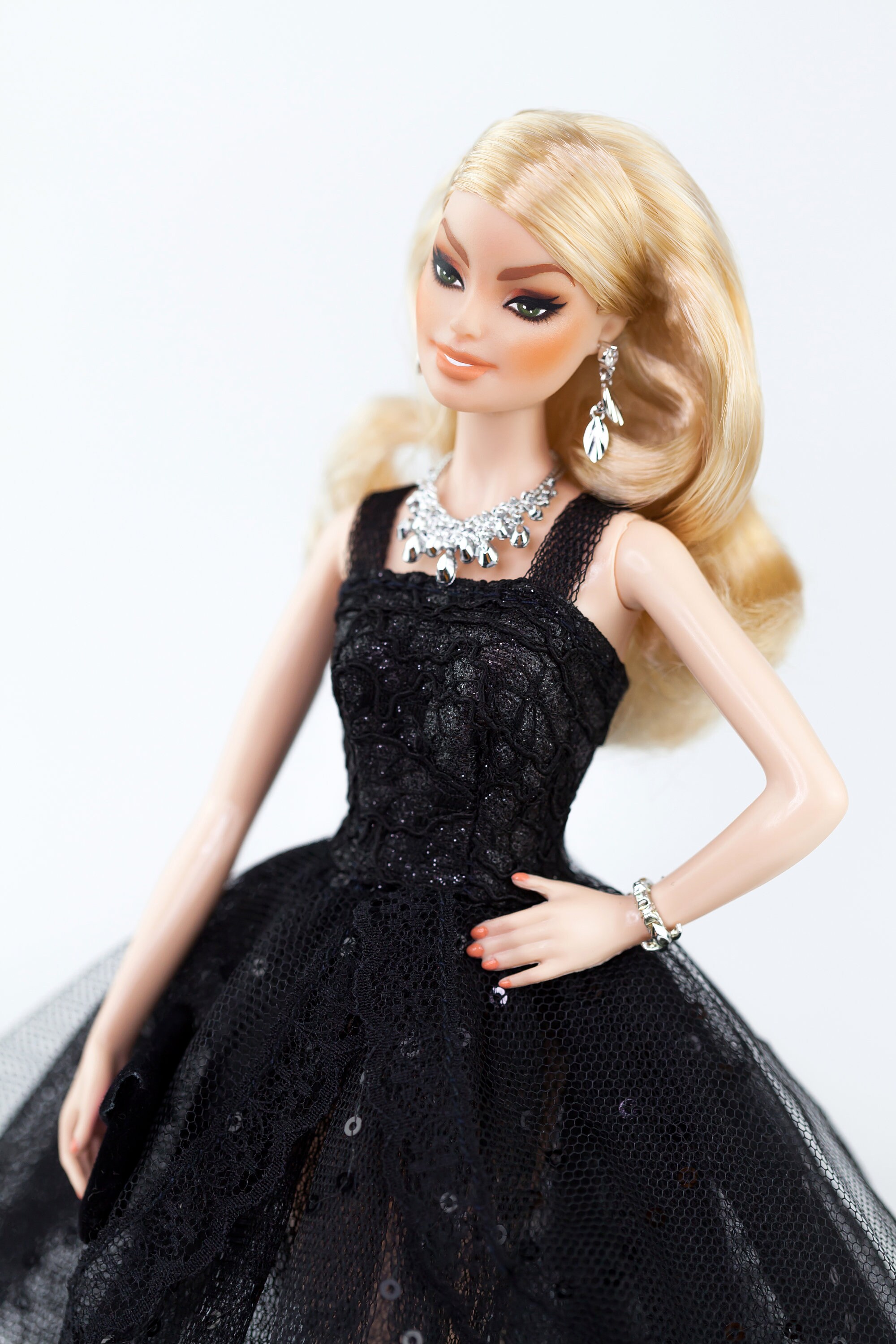 OOAK Mattel Holiday Barbie Blonde Model Muse Custom Repaint Doll Black Dress  - Etsy