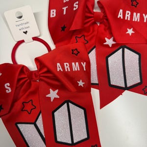 BTS hair bows, Cheer bows, concert accessory, BTS army bow