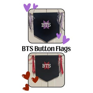Bandera con botones de BTS: logotipo brillante, decoración de habitación Kpop