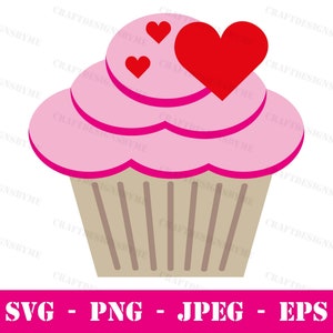 Cupcake layered svg - png - jpeg - instant download - hearts - cut file - cricut vinyl - htv - cutting machine - clip art - vector