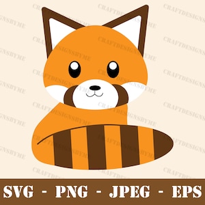 Red Panda layered svg -png - jpeg - téléchargement instantané - illustration kawaii - fichier coupé - vinyle cricut - htv - machine à découper - clip art