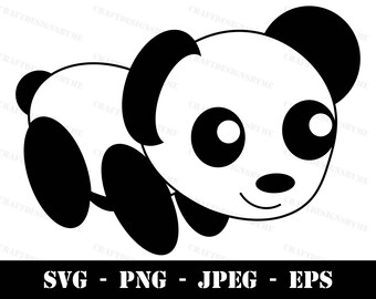 Cute panda svg - png - jpeg - instant download - single color - cut file - cricut vinyl - htv - cutting machine - clip art - silhouette