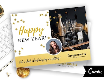 New Years Real Estate Postcard Template, New Year Postcard, Realtor Postcard, Real Estate Marketing, Just Sold Postcard, Happy New Year