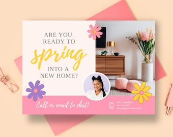 Spring Real Estate Postcard, Spring Real Estate Marketing, Spring Mailer, Real Estate Postcard, Realtor Postcard, Editable Canva Template