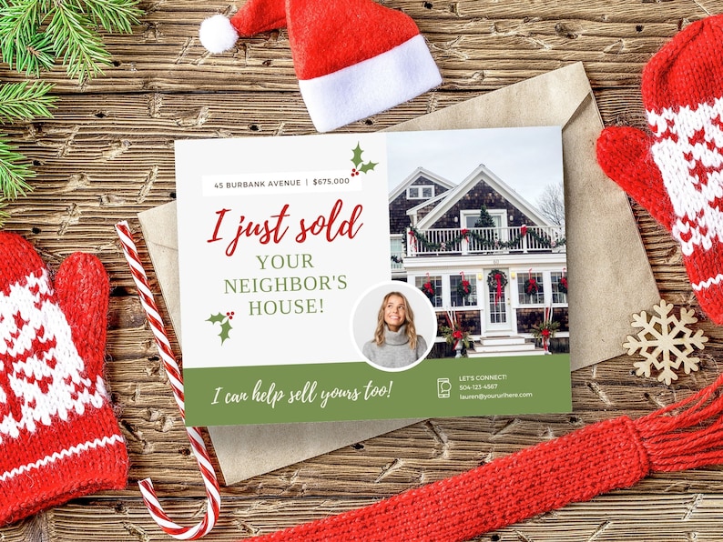 Holiday Real Estate Postcard, Winter Real Estate, Holiday Mailer
