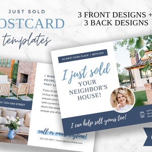 Just Sold Postcard, Real Estate Postcard, Just Sold Flyer, Realtor Postcard, Real Estate Marketing, Editable Postcard, Canva Template image 1