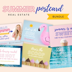 Postkarten-Bundle, Sommer-Immobilienmarketing, Maklermarketing-Vorlage, Immobilien-Mailer, Realty Canva-Vorlage