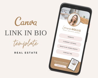 Link in Bio Template, Landing Page, Instagram Bio Link, Canva Link In Bio, Real Estate Canva, Real Estate Marketing, Real Estate Website