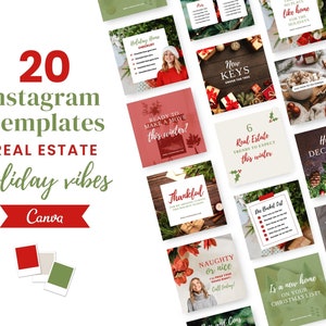 Holiday Realtor Instagram Posts, Winter Posts, December Real Estate Posts, Real Estate Christmas Marketing, Instagram Templates  | Canva