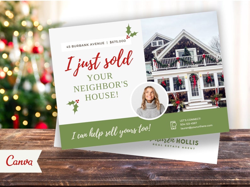 Holiday Real Estate Postcard, Winter Real Estate, Holiday Mailer