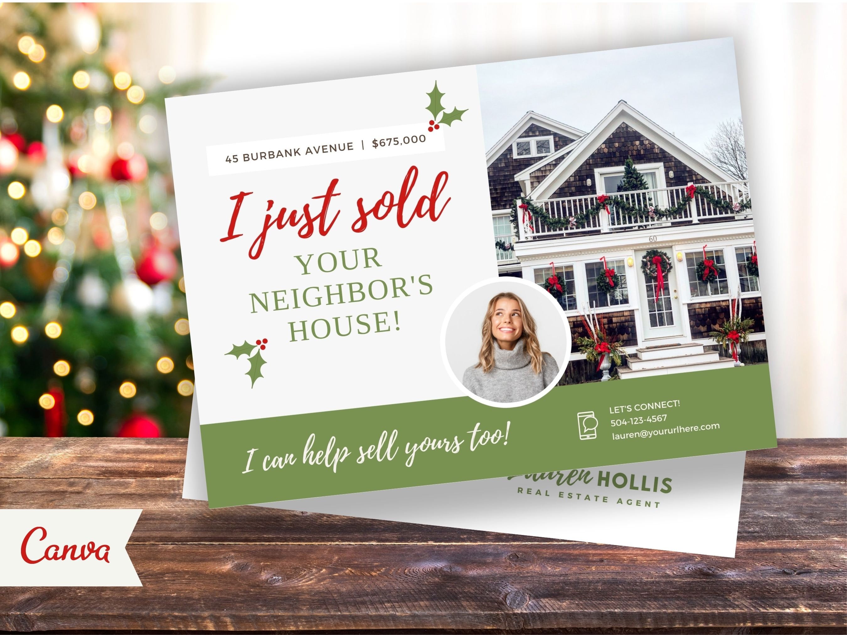 Holiday Real Estate Postcard, Winter Real Estate, Holiday Mailer