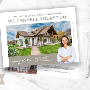 Just Sold Postcard, Real Estate Postcard, Just Sold Flyer, Realtor Postcard, Real Estate Marketing, Editable Postcard, Canva Template