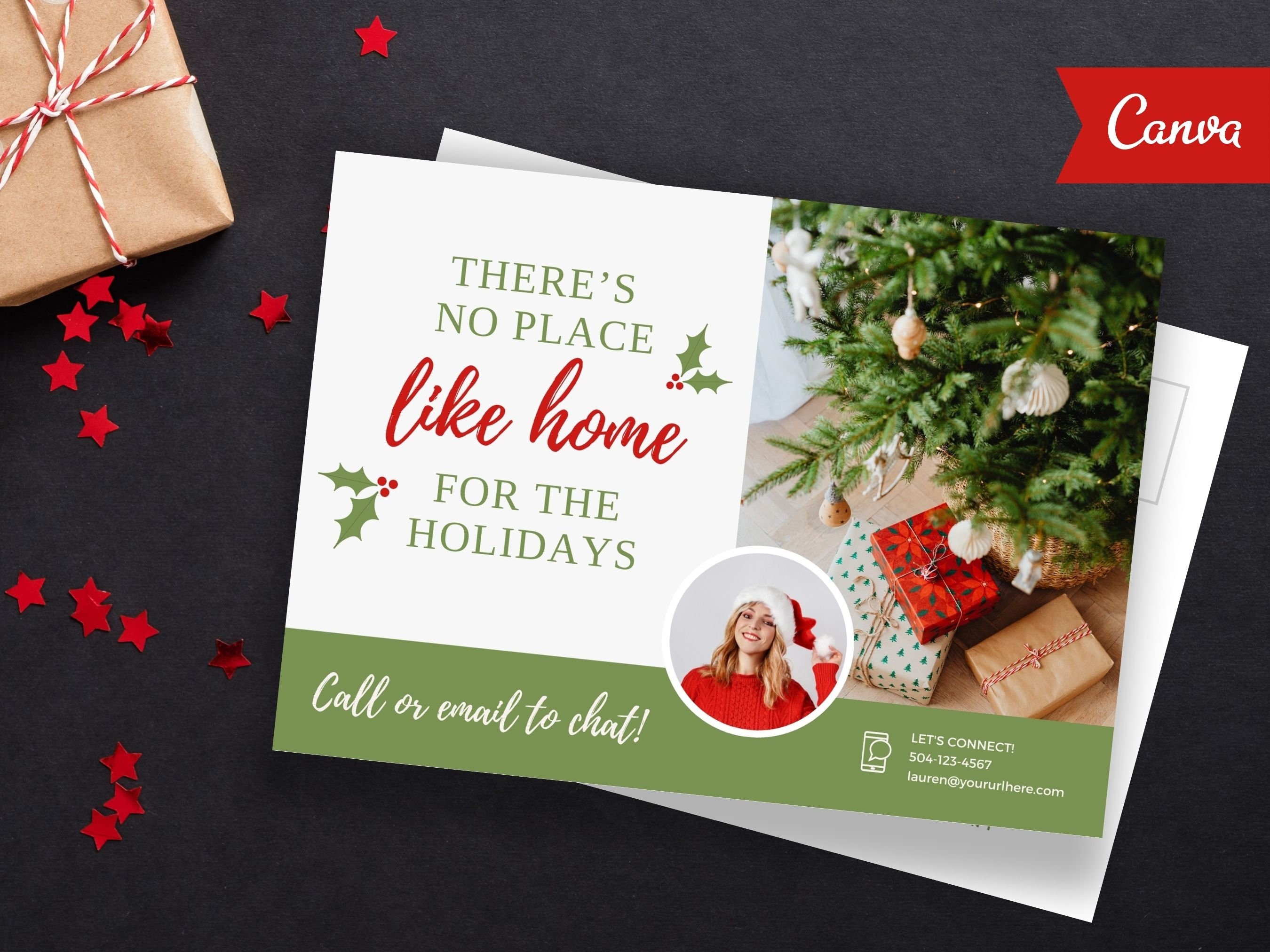 Holiday Real Estate Postcard, Winter Real Estate, Holiday Mailer