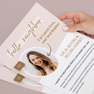 Real Estate Flyer, Realtor Mailer, Real Estate Marketing, Real Estate Introduction Letter, Hello Neighbor, Realtor Farming, Canva Template