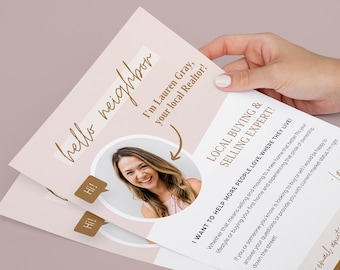 Real Estate Flyer, Realtor Mailer, Real Estate Marketing, Real Estate Introduction Letter, Hello Neighbor, Realtor Farming, Canva Template