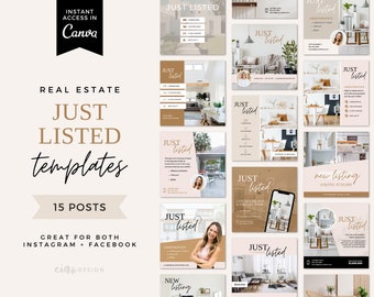 15 Just Listed Realtor Instagram Posts | Real Estate Agent Templates | Real Estate Marketing | Canva Instagram Posts | Realtor Social Media