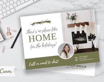 Real Estate Holiday Postcard, Realtor Christmas Card, Realtor Holiday Postcard, Holiday Mailer, Realtor Postcard, Neutral Christmas, Canva