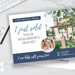 Gerade verkauft-Postkarte, Grundbesitz-Postkarte, gerade verkauft-Flyer, Realtor-Postkarte, Wohnungsmarketing, bearbeitbare Postkarte, Canva-Vorlage